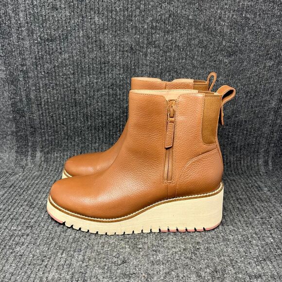 Cole Haan Zerogrand City Wedge Side Zip Ankle Boots Brown Leather Women’s 8 B - Picture 3 of 8